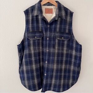 American Eagle Y2K Flannel Vest Sz XL Wool Sherpa Plaid Vintage Tartan Outdoor